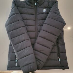 Black Puffer Jacket with Logo